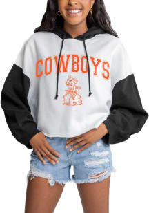 Gameday Couture Oklahoma State Cowboys Womens White Good Time Drop Shoulder Colorblock Crop Hood..