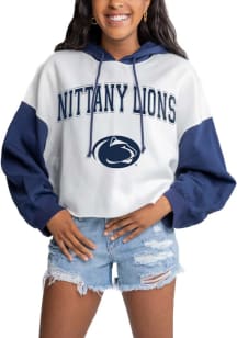 Gameday Couture Penn State Nittany Lions Womens White Good Time Drop Shoulder Colorblock Crop Ho..