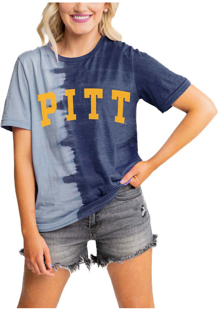 Gameday Couture Pitt Panthers Womens Blue Find Your Groove Split Dye Short Sleeve T-Shirt
