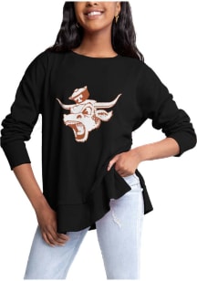 Gameday Couture Texas Longhorns Womens Black Side Slit Crew Sweatshirt