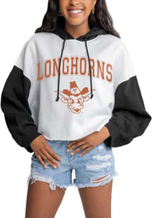 Gameday Couture Texas Longhorns Womens White Good Time Drop Shoulder Colorblock Crop Hooded Swea..