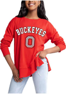 Gameday Couture Ohio State Buckeyes Womens Red Side Slit Crew Sweatshirt