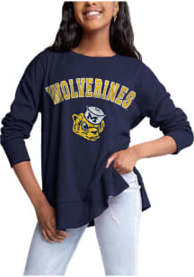 Gameday Couture Michigan Wolverines Womens Navy Blue Side Slit Crew Sweatshirt
