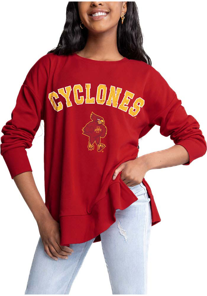 Gameday Couture Iowa State Cyclones Womens Crimson Side Slit Crew Sweatshirt