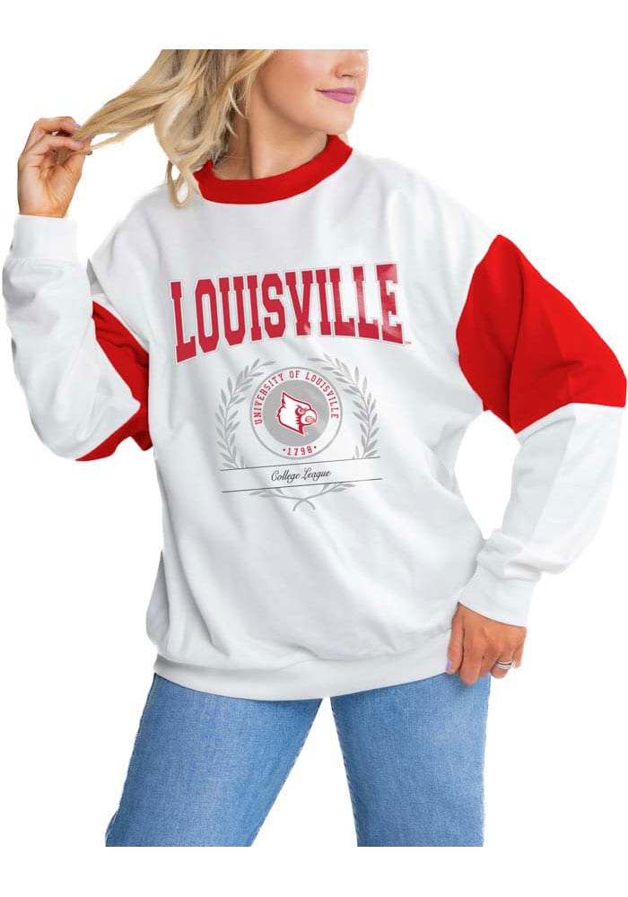 Women's Gameday Couture White Louisville Cardinals Mock Neck Force Pullover Sweatshirt