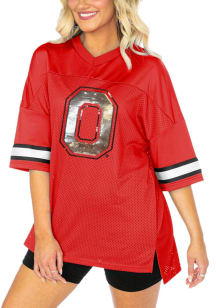 Ohio State Buckeyes Womens Gameday Couture Rookie Move Oversized Sequins Fashion Football Jersey..