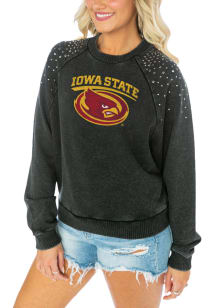 Gameday Couture Iowa State Cyclones Womens Charcoal Dont Blink Vintage Stud Crew Sweatshirt