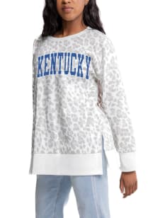 Gameday Couture Kentucky Wildcats Womens White Hide and Chic Leopard Crew Sweatshirt