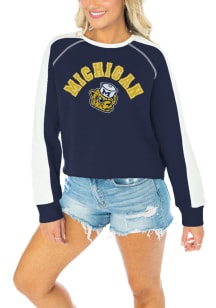 Gameday Couture Michigan Wolverines Womens Navy Blue Blindside Crew Sweatshirt