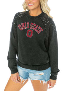Gameday Couture Ohio State Buckeyes Womens Charcoal Dont Blink Vintage Stud Crew Sweatshirt