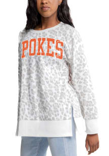 Gameday Couture Oklahoma State Cowboys Womens White Side Slit Crew Sweatshirt