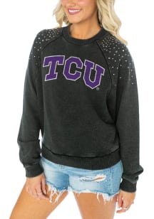 Gameday Couture TCU Horned Frogs Womens Charcoal Dont Blink Vintage Stud Crew Sweatshirt