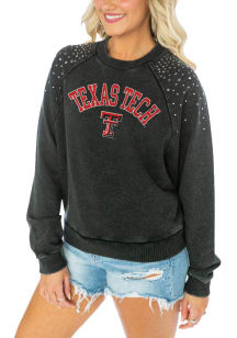 Gameday Couture Texas Tech Red Raiders Womens Charcoal Dont Blink Vintage Stud Crew Sweatshirt