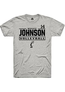 McKenzie Johnson Cincinnati Bearcats Ash NIL Stacked Box Short Sleeve Player T Shirt