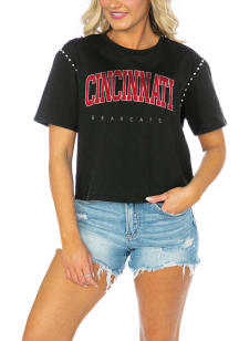 Gameday Couture Cincinnati Bearcats Womens Black After Party Studded Short Sleeve T-Shirt