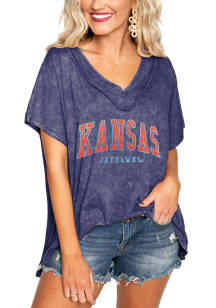 Gameday Couture Kansas Jayhawks Womens Navy Blue In a Flash Short Sleeve T-Shirt