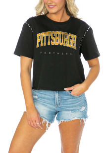 Gameday Couture Pitt Panthers Womens Black After Party Studded Short Sleeve T-Shirt