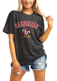 Gameday Couture Louisville Cardinals Womens Black All the Cheer Leopard Short Sleeve T-Shirt