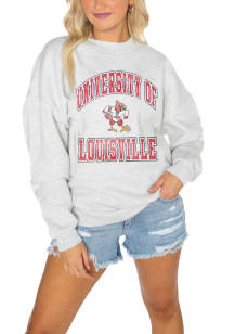 Gameday Couture Louisville Cardinals Womens Grey Premium Drop Shoulder Crew Sweatshirt
