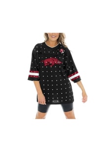 Arkansas Razorbacks Womens Gameday Couture Kickoff Time Rhinestone Fashion Football Jersey - Bla..