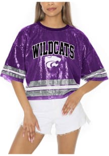 K-State Wildcats Womens Gameday Couture Own the Game Sequins Fashion Football Jersey - Purple