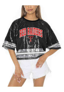 Texas Tech Red Raiders Womens Gameday Couture Own the Game Sequins Fashion Football Jersey - Bla..