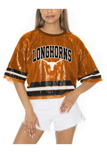 Texas Longhorns Womens Gameday Couture Own the Game Sequins Fashion Football Jersey - Burnt Oran..