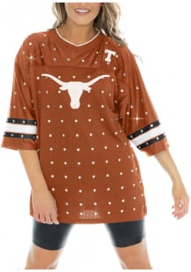 Texas Longhorns Womens Gameday Couture Kickoff Time Rhinestone Fashion Football Jersey - Burnt O..