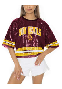 Arizona State Sun Devils Womens Gameday Couture Own the Game Sequins Fashion Football Jersey - Mar..