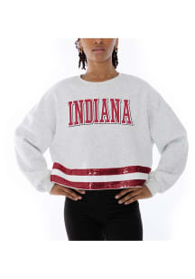 Womens Indiana Hoosiers Ash Gameday Couture Victory Vibes Crew Sweatshirt