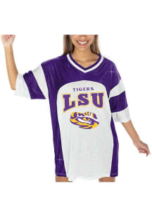 Gameday Couture LSU Tigers Womens White Gridiron Glam Rhinestone Short Sleeve Dress