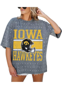 Iowa Hawkeyes Grey Gameday Couture On the Ball Short Sleeve T-Shirt