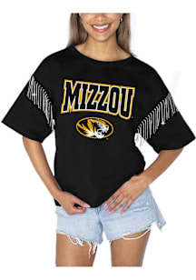 Gameday Couture Missouri Tigers Womens Black Irresistable Rhinestone Fringe Short Sleeve T-Shirt