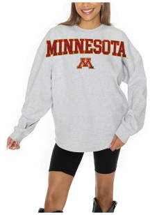 Womens Minnesota Golden Gophers Ash Gameday Couture Ready to Rally Crew Sweatshirt