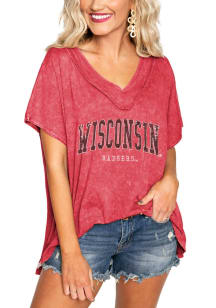 Wisconsin Badgers Red Gameday Couture In a Flash Short Sleeve T-Shirt