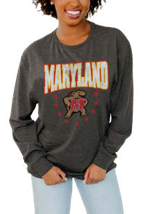 Womens Maryland Terrapins Grey Gameday Couture Everyday Fan LS Tee