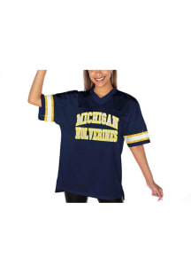 Michigan Wolverines Womens Gameday Couture Until Kickoff Rhinestone Fashion Football Jersey - Navy..
