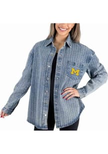Womens Michigan Wolverines Blue Gameday Couture Instant Replay Light Weight Jacket
