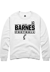 Tayden Barnes Cincinnati Bearcats Mens White Football NIL Stacked Box Player Crew