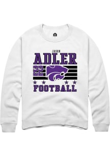 Jason Adler Rally Mens White K-State Wildcats NIL Striped Player Crew