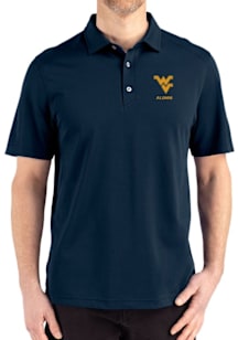 Cutter and Buck West Virginia Mountaineers Navy Blue Alumni Advantage Refresh Pique Big and Tall P..