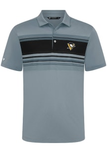 Levelwear Pittsburgh Penguins Mens Grey Onward Embroidered 3D Patch Short Sleeve Polo