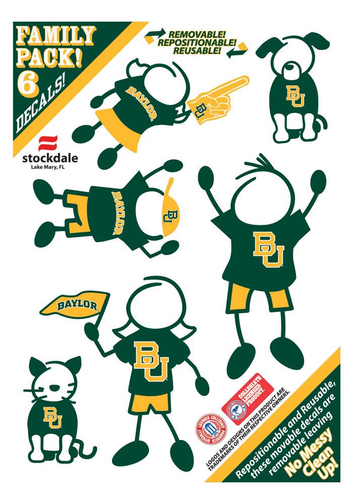 Baylor Bears 5x7 Family Pack Auto Decal - Green