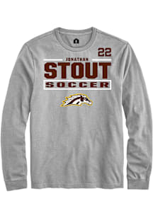 Jonathan Stout Western Michigan Broncos Grey NIL Stacked Box Long Sleeve Player T Shirt