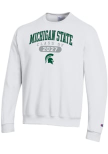 Mens Michigan State Spartans White Champion Class of 2027 Powerblend Crew Sweatshirt