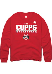Gabe Cupps Rally Mens Red Ohio State Buckeyes NIL Stacked Box Player Crew