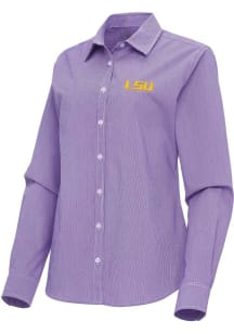 Antigua LSU Tigers Womens Porter Long Sleeve Purple Dress Shirt