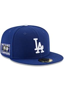 New Era Los Angeles Dodgers Mens Blue Back to Back Ring World Series Side Patch 59FIFTY Fitted Hat
