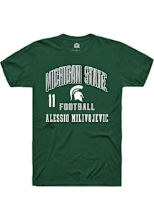 Alessio Milivojevic  Michigan State Spartans Green Rally NIL Arch Logo Short Sleeve T Shirt