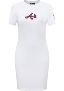 Pro Standard Atlanta Braves Womens White Classic Short Sleeve Dress